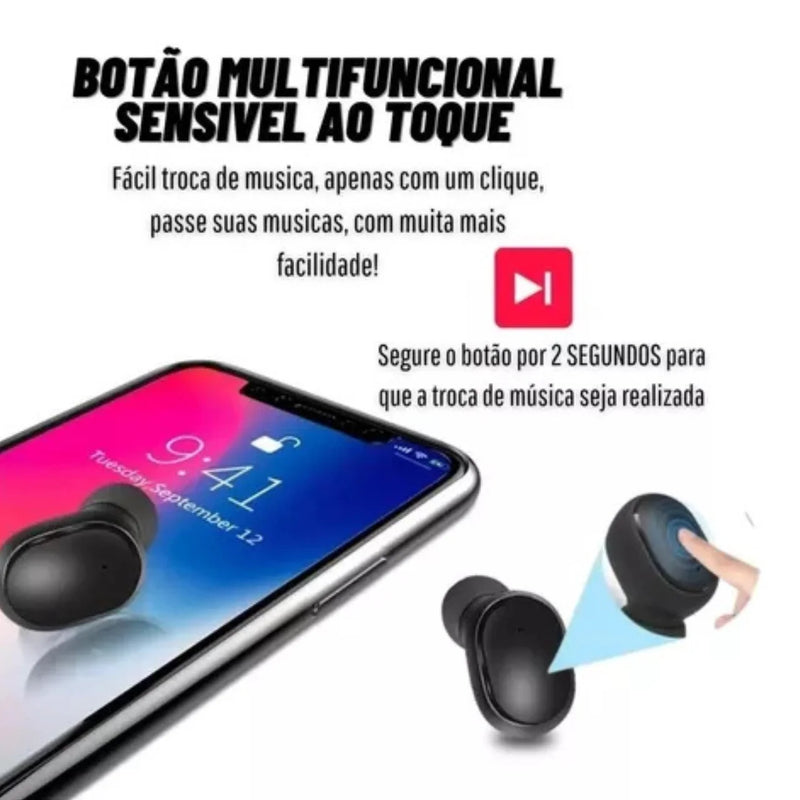 Fones de Ouvido Dual LED Bluetooth 5.0 Airdots Air Wireless - Preto